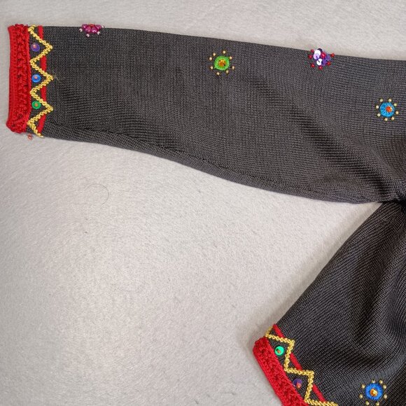 Vintage Michael Simon Women L Christmas Embroidered Full Zip Cardigan Sweater - Picture 15 of 16